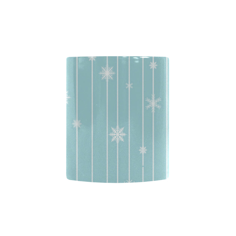 Snowflake pattern blue stripe background Morphing Mug Heat Changing Mug