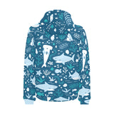 Cute shark pattern Men's Padded Hooded Jacket