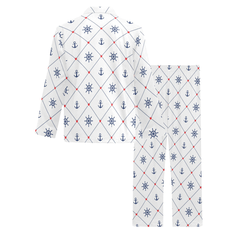 Anchor rudder nautical design pattern Men's Long Pajama Set
