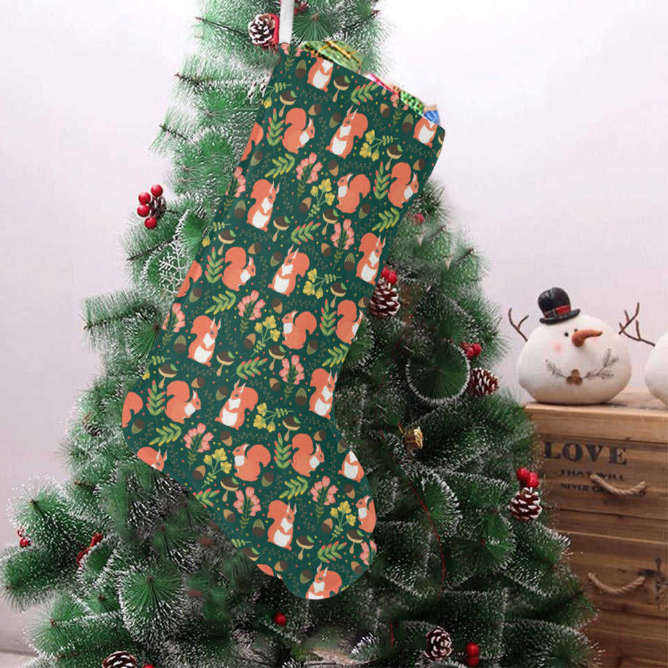Squirrel Pattern Print Design 03 Christmas Stocking