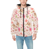 Swallow Pattern Print Design 01 Men's Padded Hooded Jacket