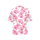pink purple orchid pattern background Women's All Over Print Hawaiian Shirt