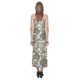 Monkey tropical leaves background V-Neck Open Fork Long Dress