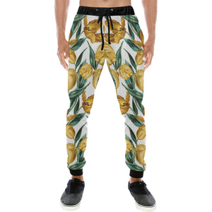 yellow tulips pattern Unisex Casual Sweatpants