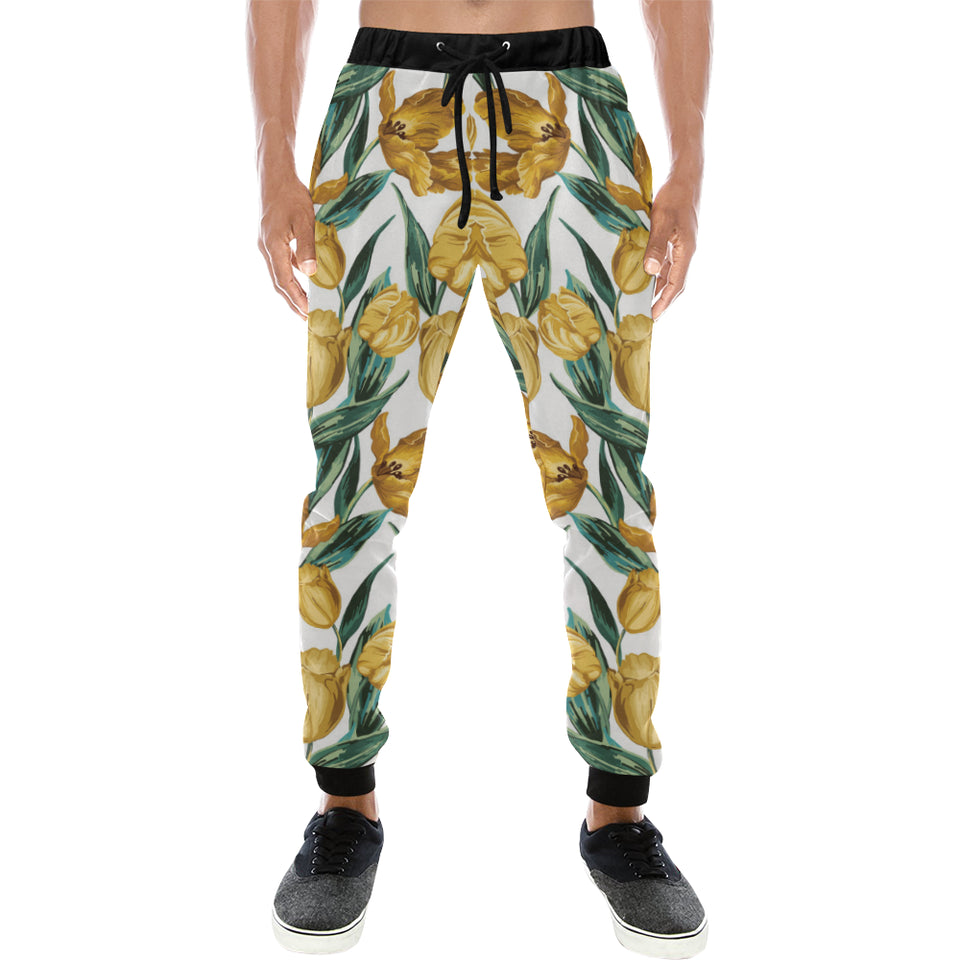yellow tulips pattern Unisex Casual Sweatpants
