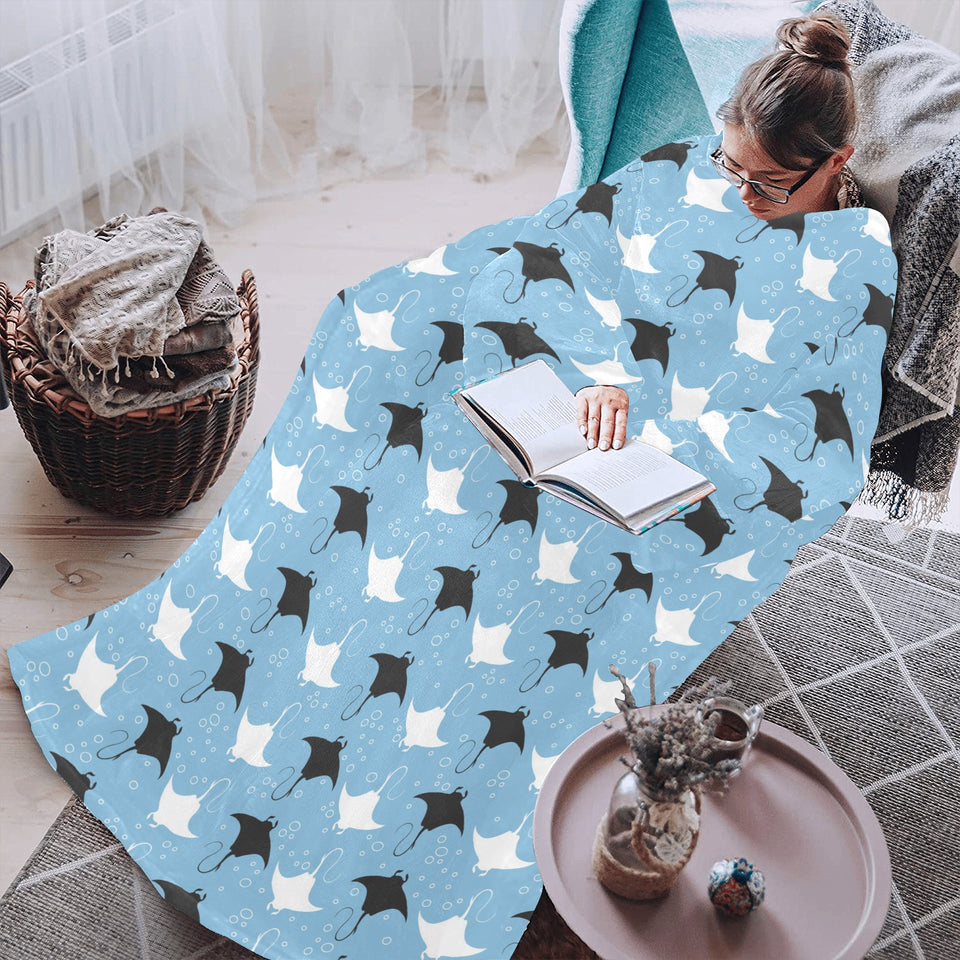 Stingray Pattern Print Design 03 Blanket Robe with Sleeves