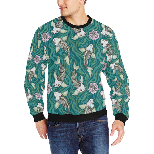 Koi Fish Carp Fish lotus pattern Men's Crew Neck Sweatshirt