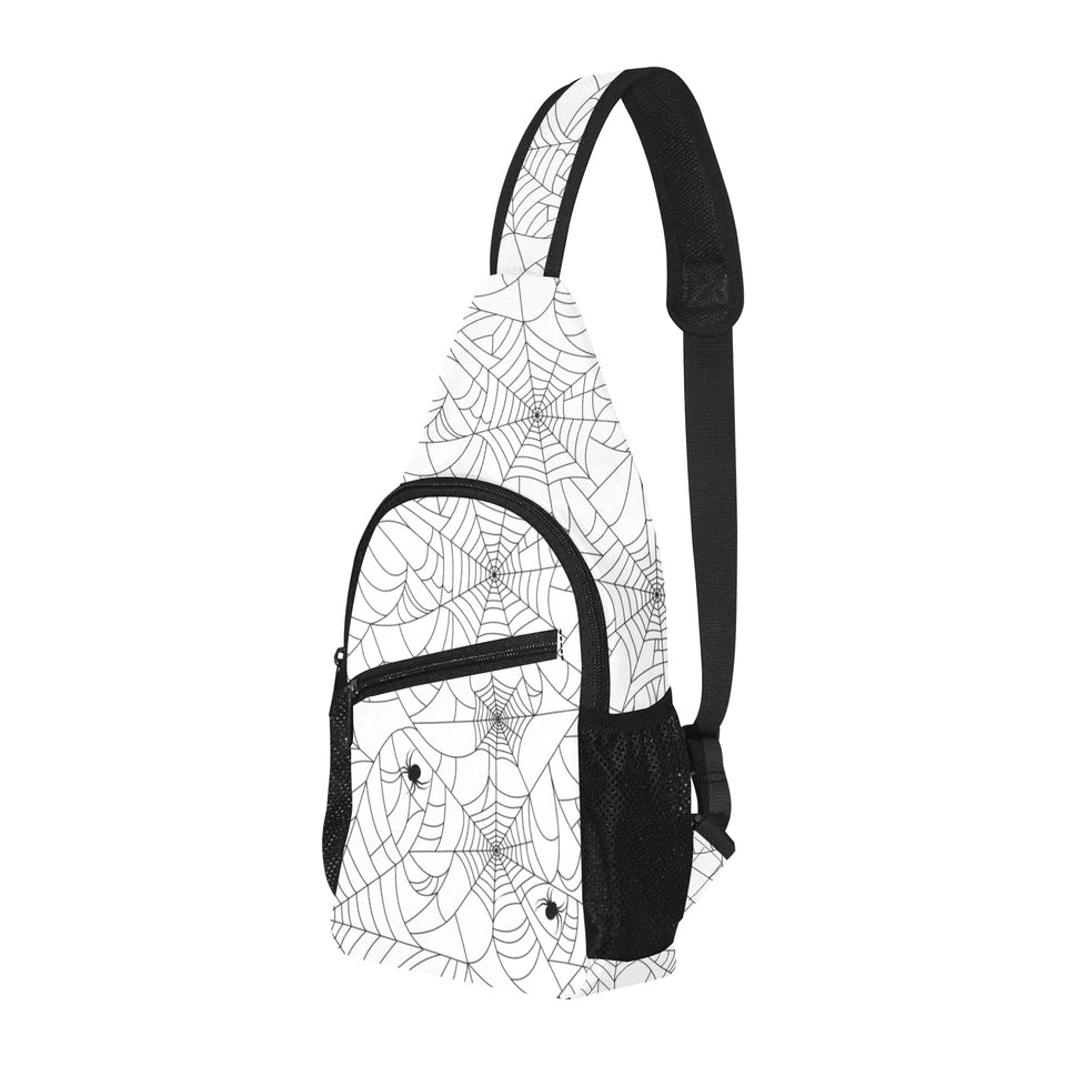 Spider web cobweb pattern white background All Over Print Chest Bag