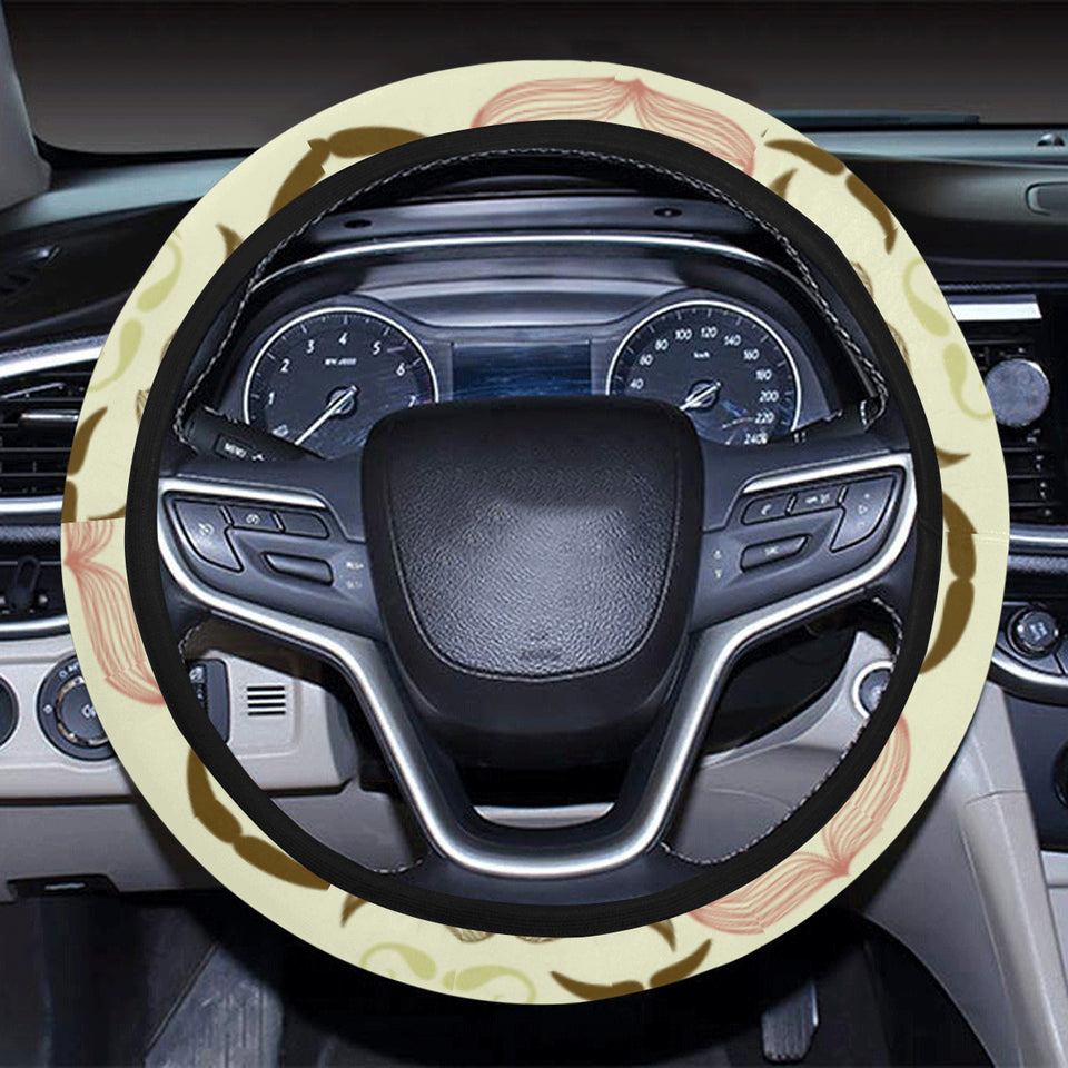 Mustache Beard Pattern Print Design 01 Car Steering Wheel Cover