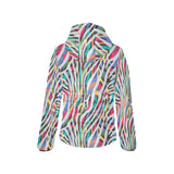Colorful zebra skin pattern Women's Padded Hooded Jacket