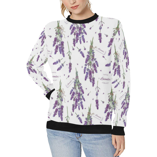 lavender flower design pattern Women's Crew Neck Sweatshirt