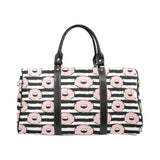 Donuts pink icing striped pattern Travel Bag