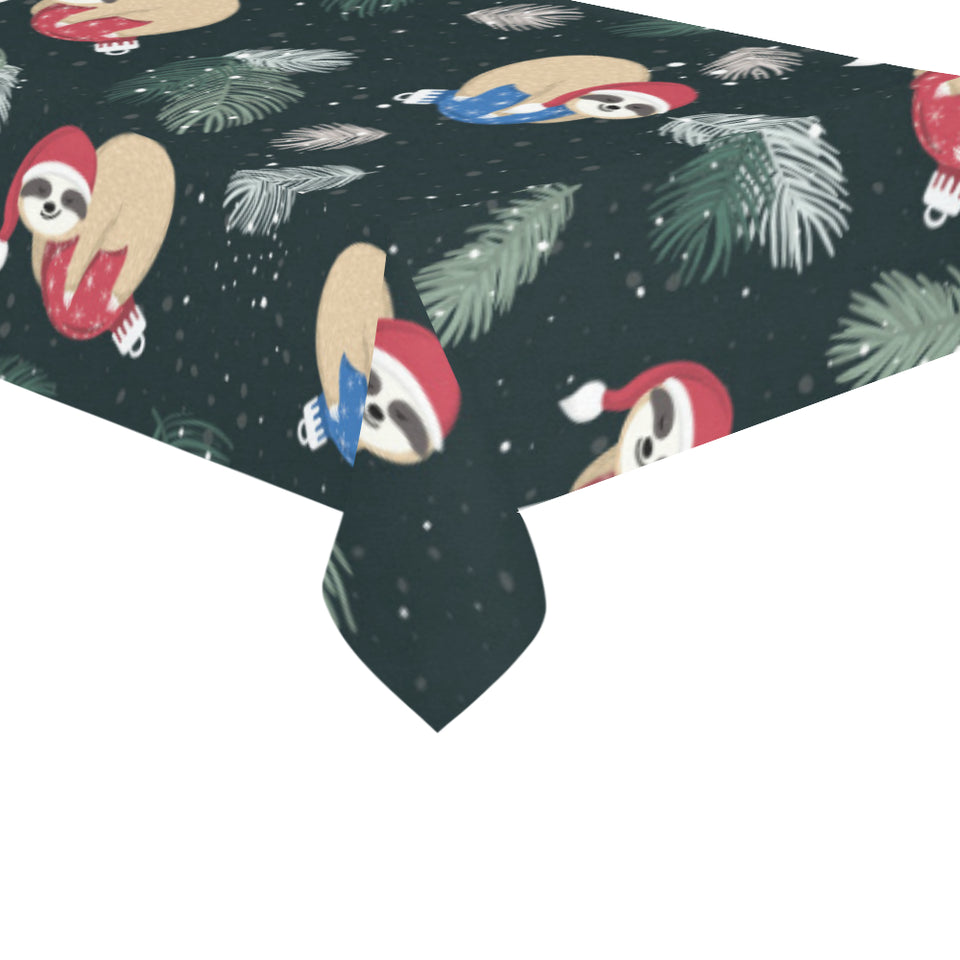 Cute sloths sleeping christmas ball santa hat patt Tablecloth