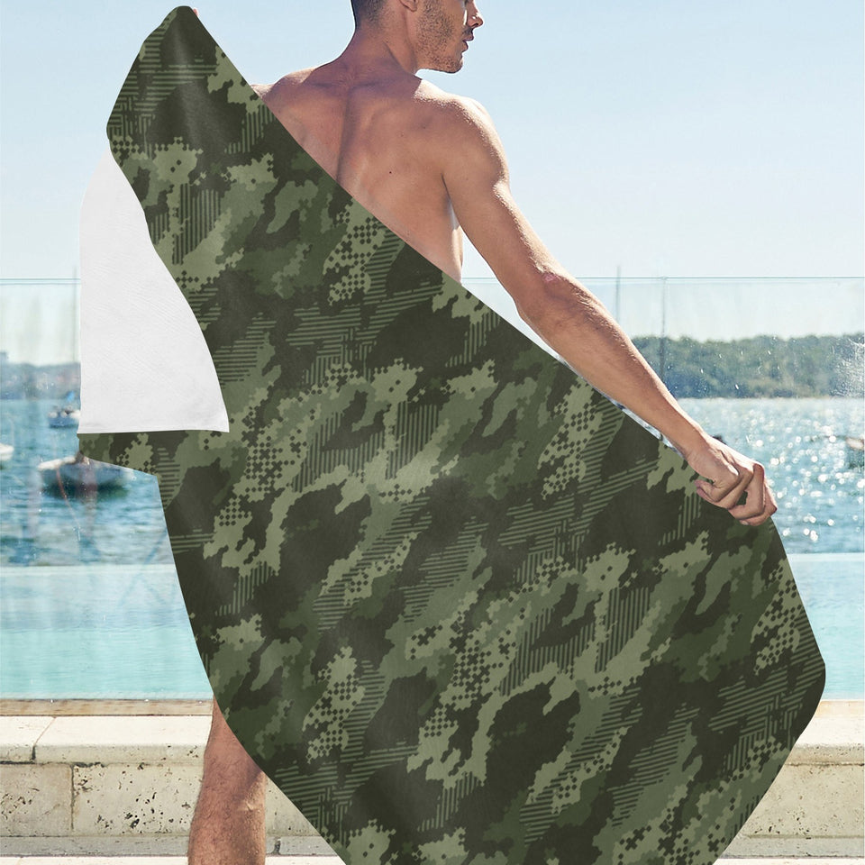 Digital Green camouflage pattern Beach Towel