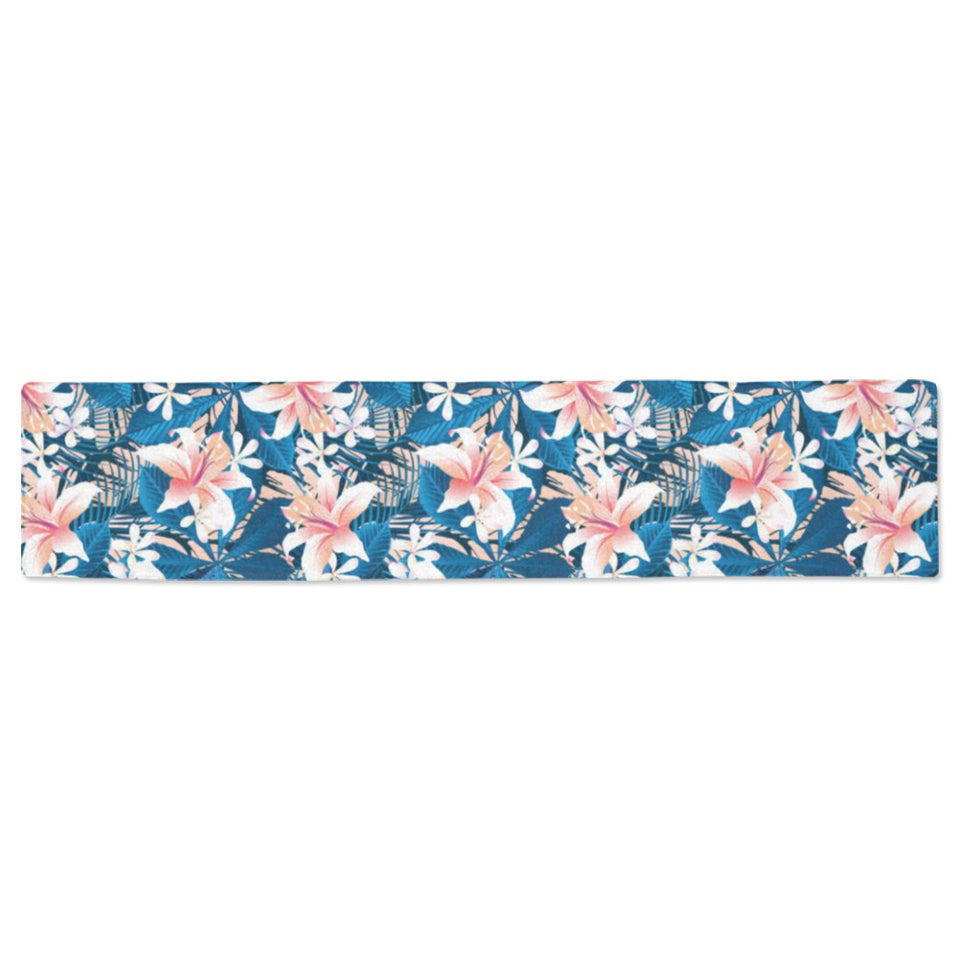 Hibiscus Pattern Print Design 02 Table Runner