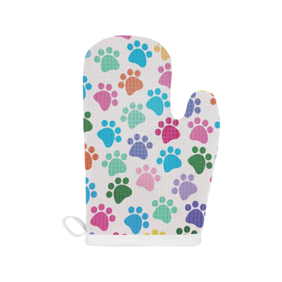 Dog Paws Pattern Print Design 01 Heat Resistant Oven Mitts