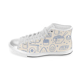 Cute sushi icon pattern Women's High Top Canvas Shoes White