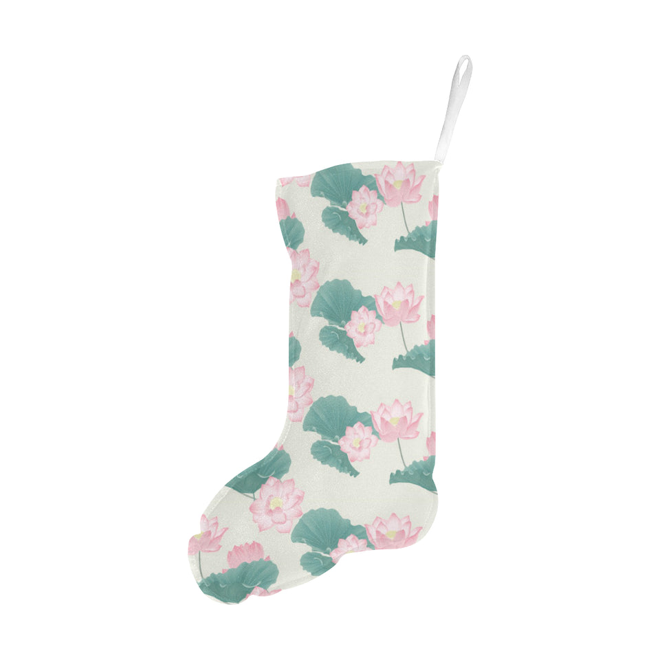 Pink lotus waterlily leaves pattern Christmas Stocking