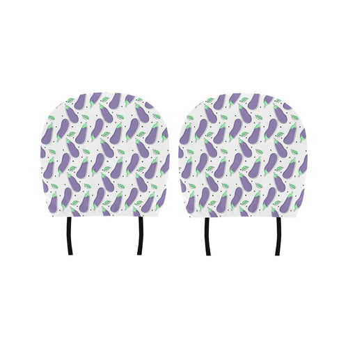 Eggplant Pattern Print Design 05 Car Headrest Cover