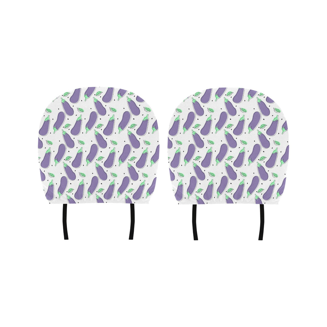 Eggplant Pattern Print Design 05 Car Headrest Cover