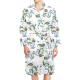 Peacock feather pattern Men's Long Sleeve Belted Night Robe