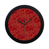 Gold dragons red background Elegant Black Wall Clock
