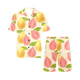 Beautiful guava pattern Men's V-Neck Short Pajama Set