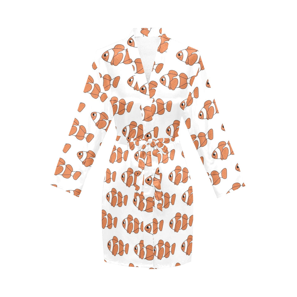 Clown Fish Pattern Print Design 05 Women's Long Sleeve Belted Night Robe