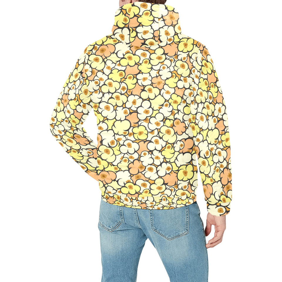 Popcorn Pattern Print Design 03 Men's Padded Hooded Jacket