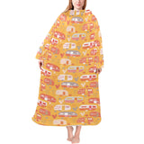 Camper Van Pattern Print Design 04 Blanket Robe with Sleeves