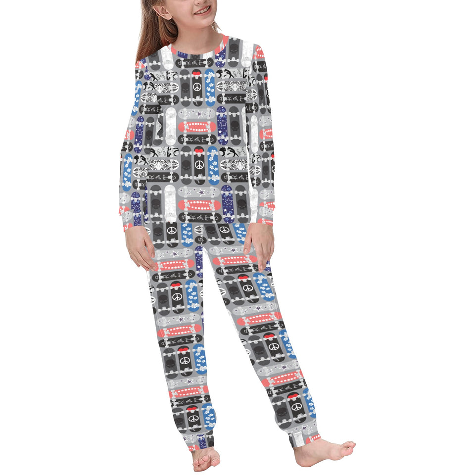 Skate Board Pattern Print Design 04 Kids' Boys' Girls' All Over Print Pajama Set