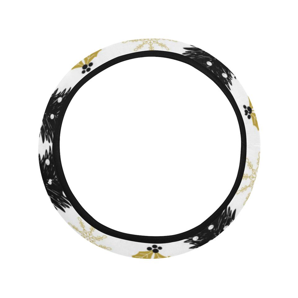 Christmas tree holly snow star pattern Car Steering Wheel Cover