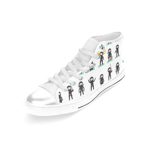 Cute ninja katana sword pattern Women's High Top Canvas Shoes White