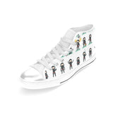 Cute ninja katana sword pattern Women's High Top Canvas Shoes White