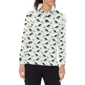 Pelican Pattern Print Design 02 Women's Long Sleeve Polo Shirt