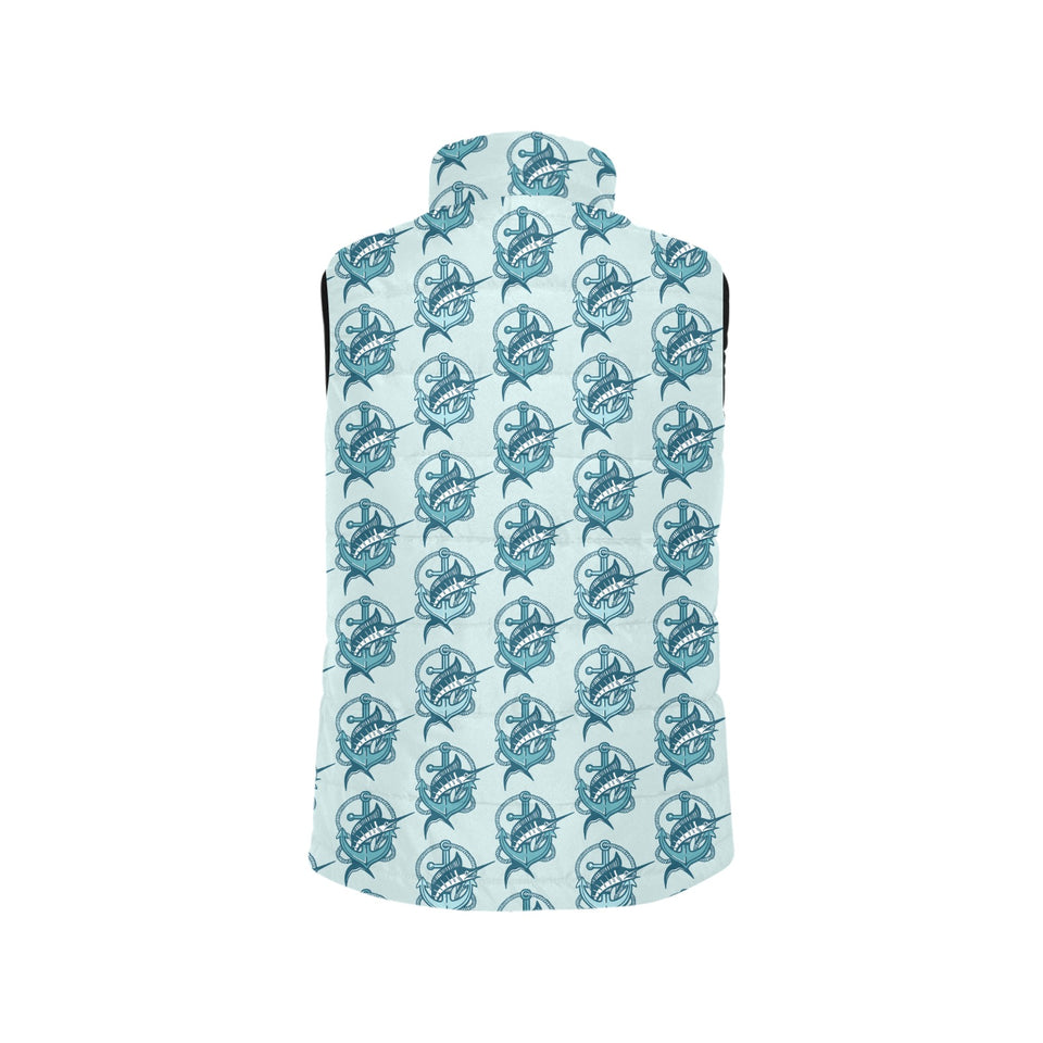 Swordfish Pattern Print Design 05 Men's Padded Vest