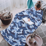 Blue camouflage pattern Blanket Robe with Sleeves