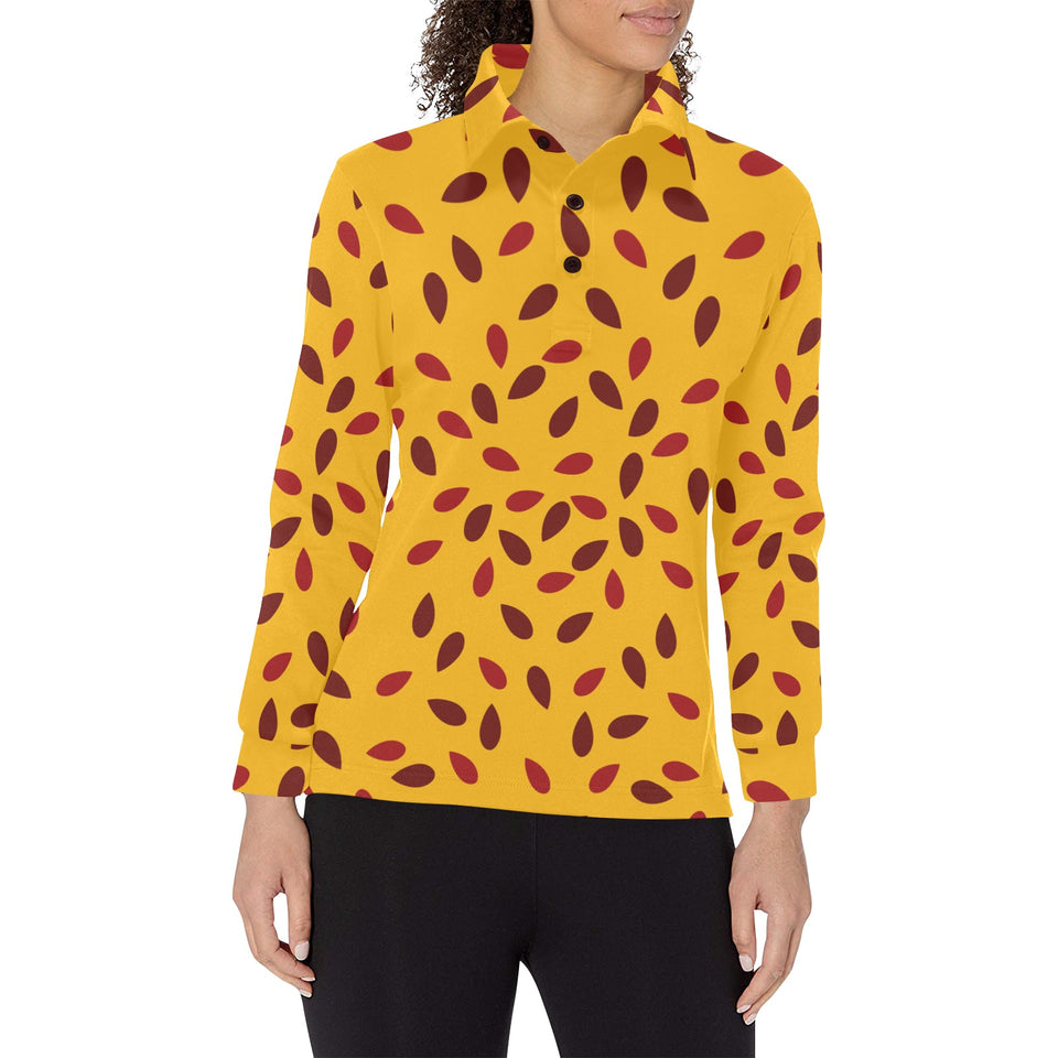 Passion fruit texture Women's Long Sleeve Polo Shirt