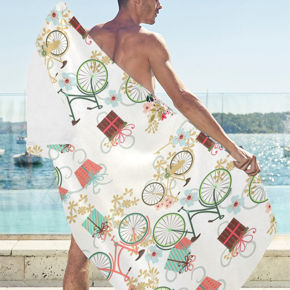 Bicycle Pattern Print Design 05 Beach Towel