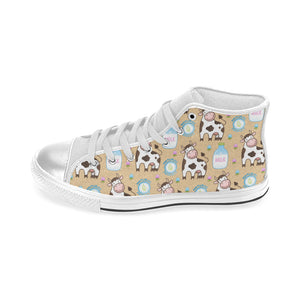 Cow bottle of milk pattern Women's High Top Canvas Shoes White