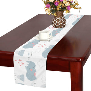 cute rhino heart pattern Table Runner