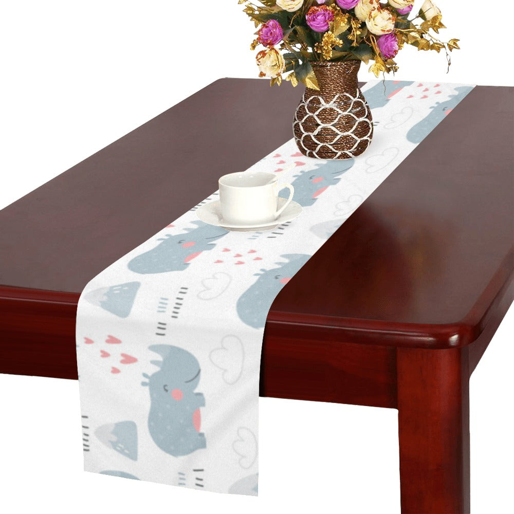 cute rhino heart pattern Table Runner