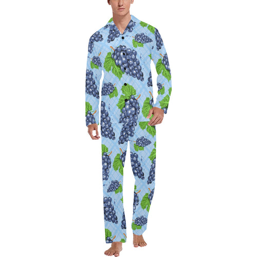 Watercolor grape pattern Men's Long Pajama Set