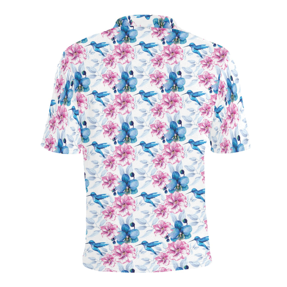 Hummingbird Pattern Print Design 02 Men's All Over Print Polo Shirt