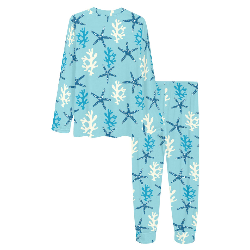 Blue starfish coral reef pattern Women's All Over Print Pajama Set