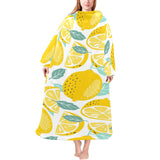 lemon design pattern Blanket Robe with Sleeves