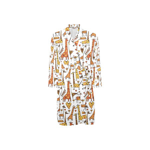Giraffe Pattern Print Design 04 Men's Long Sleeve Belted Night Robe