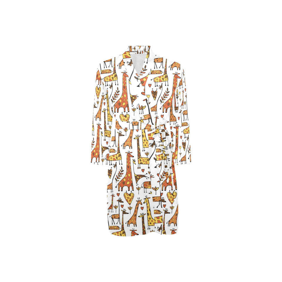 Giraffe Pattern Print Design 04 Men's Long Sleeve Belted Night Robe