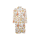 Giraffe Pattern Print Design 04 Men's Long Sleeve Belted Night Robe