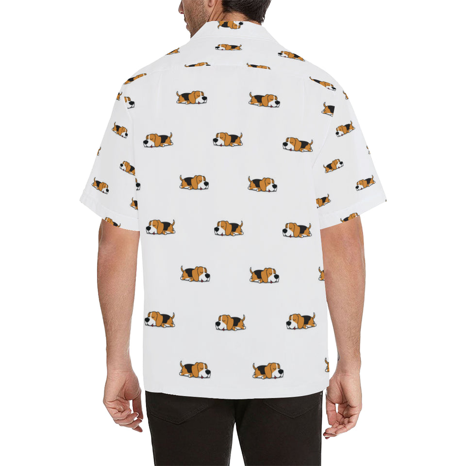 Cute beagle dog sleeping pattern Men's All Over Print Hawaiian Shirt